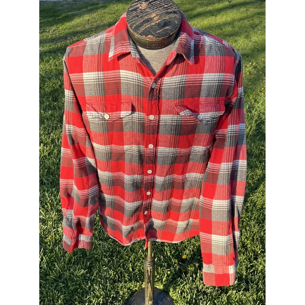 American Eagle Outfitters Shirt Mens Large Red Plaid Flannel Button Front Casual